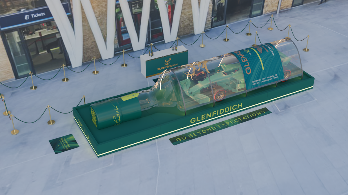 Glenfiddich brings a full-size replica Aston Martin F1™ car in a bottle to King’s Cross