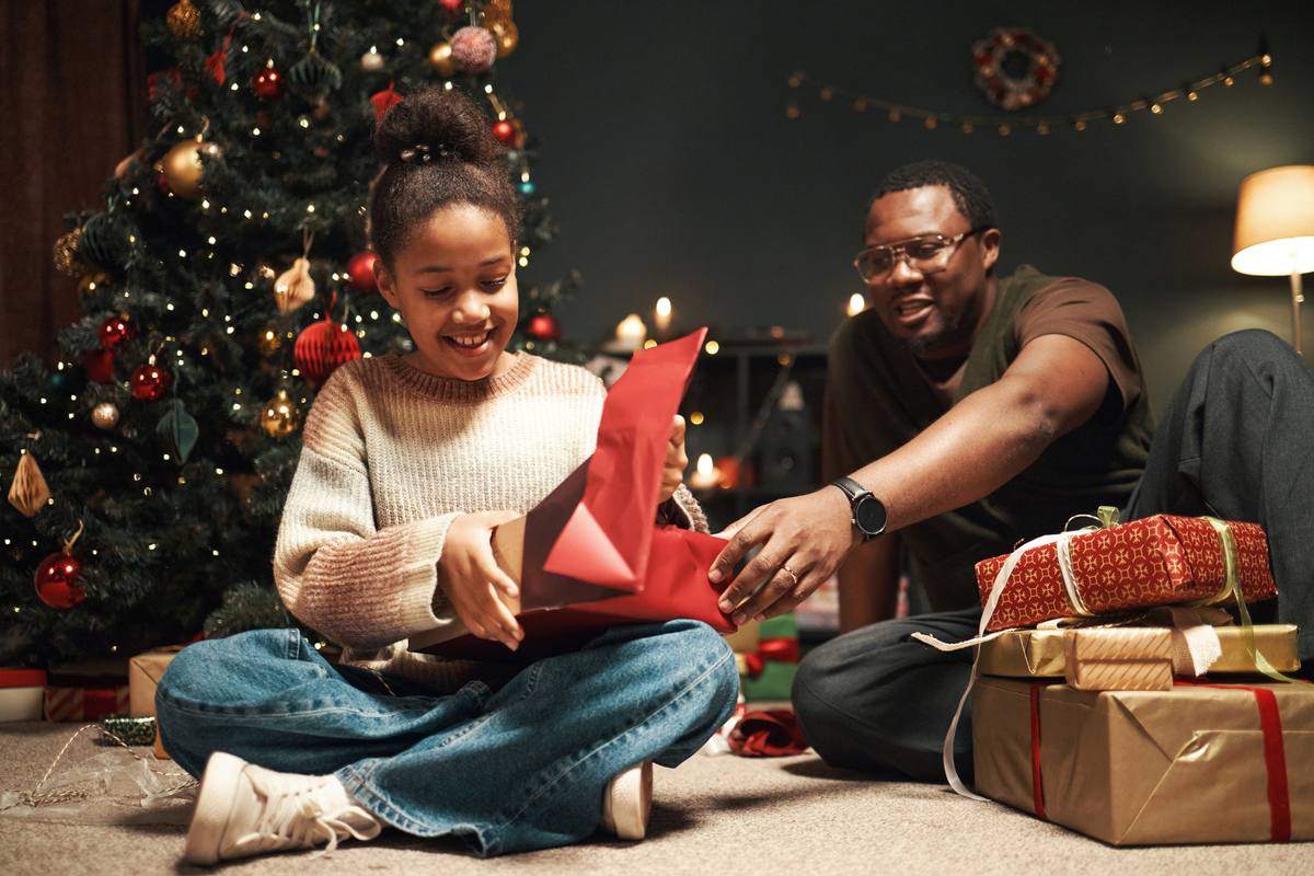 Child opening presents