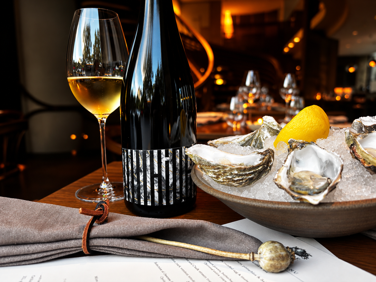Try a glass of Black Chalk's HiDE, with half a dozen Maldon oysters at HIDE.