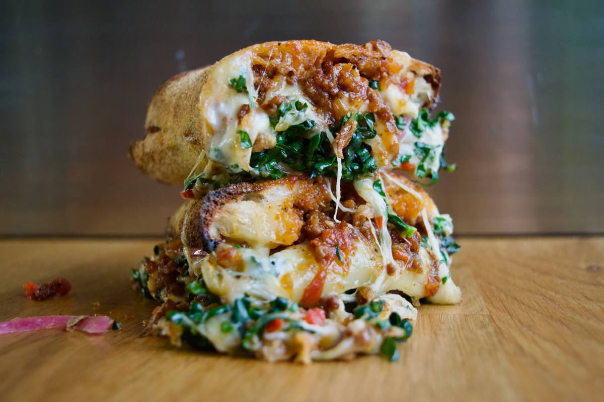 The Festive Giuseppe: slow-cooked venison, melted Raclette and crispy shallots in freshly baked sourdough.