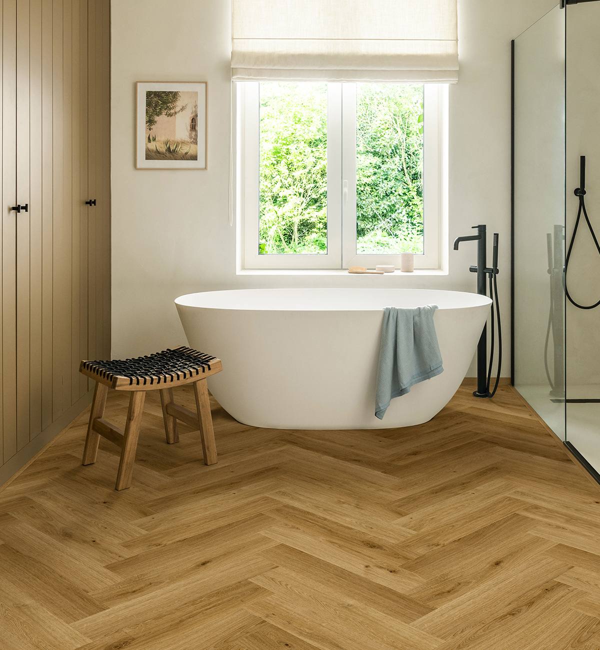 Quick-Step Impressive Design herringbone laminate flooring in Cinnamon Oak (IMD8243)
