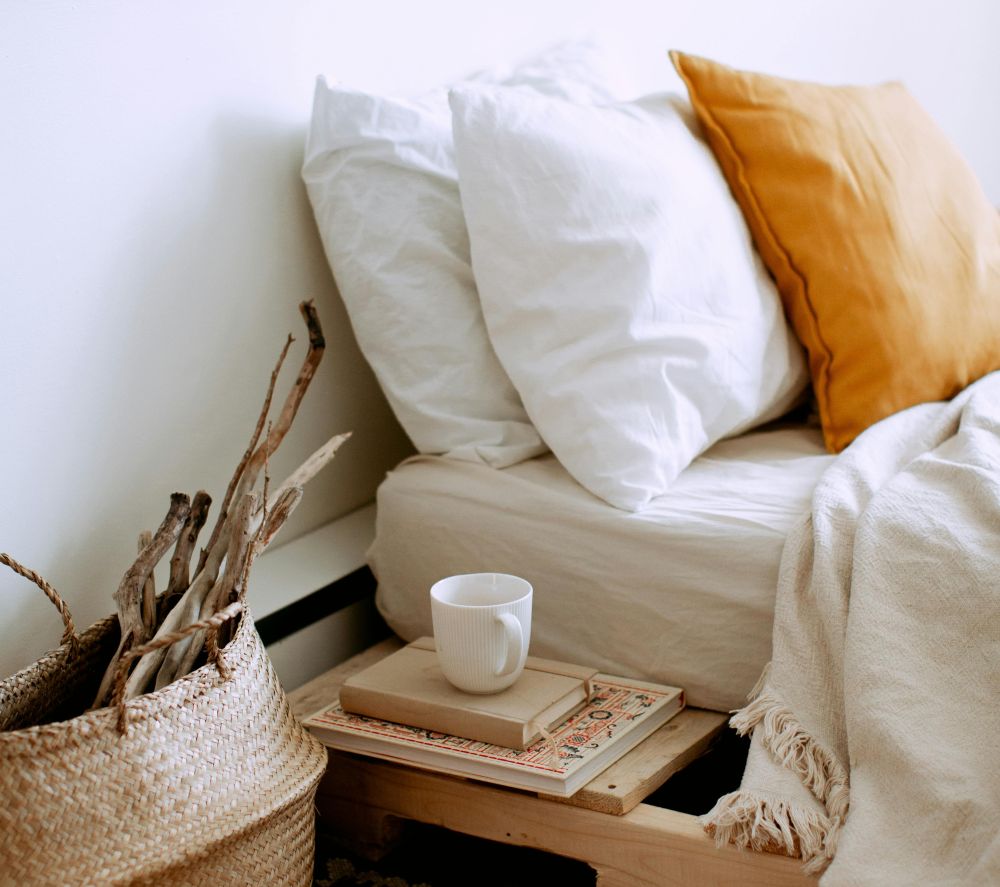 Fluffy pillows that make the bed look extra comfy and serene